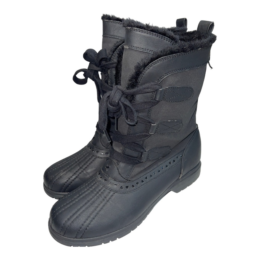 KEDS Women’s Black Waterproof Faux Fur Lined Winter Boots Size 10
